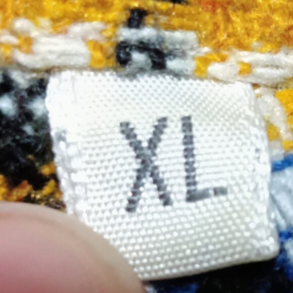 Vintage WamPum Blue Yellow Plaid Button Down Shacket size XL - Picture 4 of 5